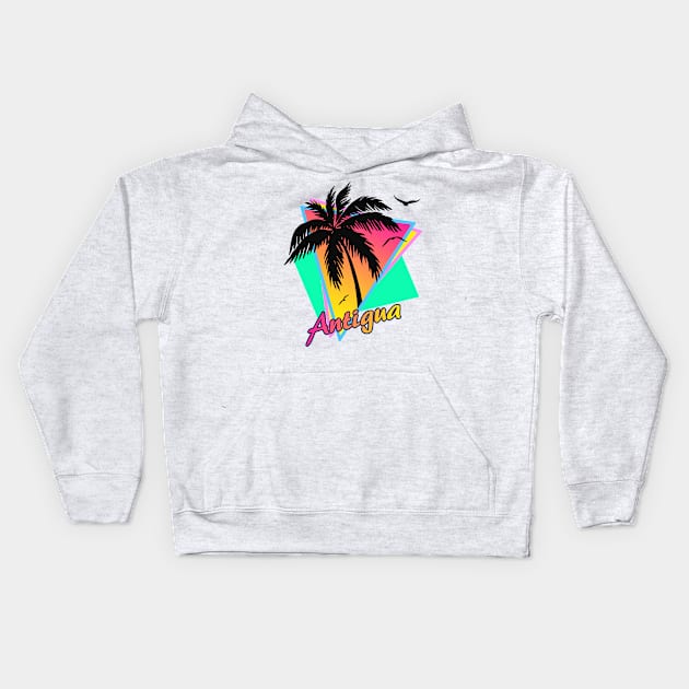 Antigua Cool 80s Sunset Kids Hoodie by Nerd_art